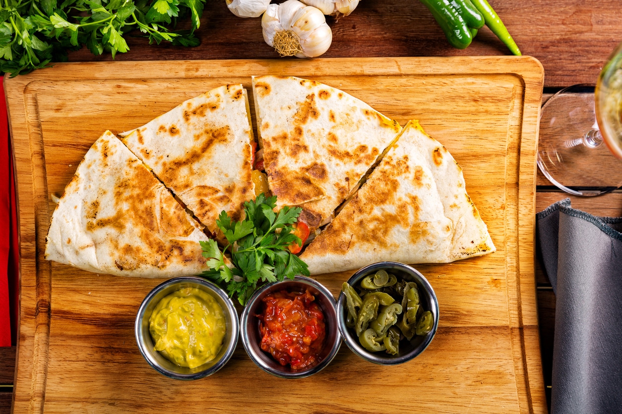 Quesadilla with sauces quesadilla at esmeraldas the best mexican restaurant in eureka