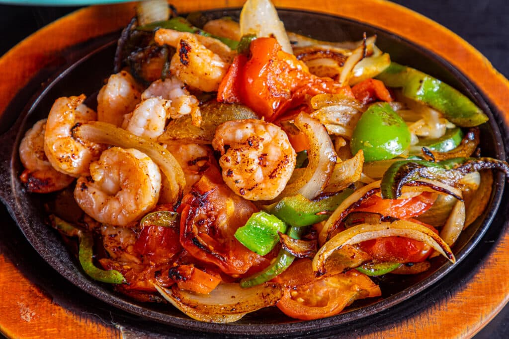 Food Photos - Various Entrees, Appetizers, Deserts, Etc. Shrimp Fajitas at esmeraldas the best mexican restaurant in eureka