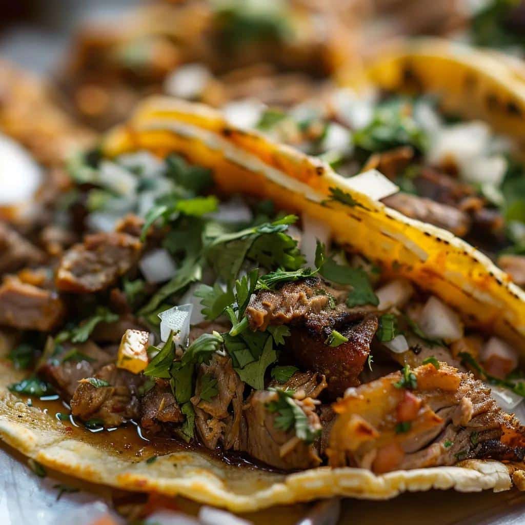 Close-up of a freshly made $1 taco showcasing quality ingredients and generous portion size, emphasizing authentic street taco experience