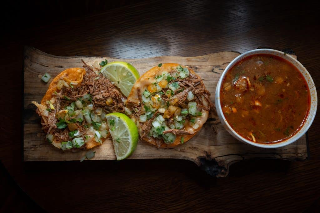 Birria & Carne Asada Street Tacos – Esmeralda’s 2.0 Eureka, CA Delicious street tacos with birria and carne asada, served on warm corn tortillas with onion, cilantro, and salsa at Esmeralda’s 2.0, the best Mexican restaurant in Eureka, CA serving Humboldt County with catering and delivery.